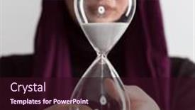  Presentation with sand clock - Theme with beautiful-arab-businesswoman-wearing-hijab background and a wine colored foreground