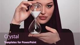  Presentation with sand clock - Slide set with beautiful-arab-businesswoman-wearing-hijab background and a wine colored foreground