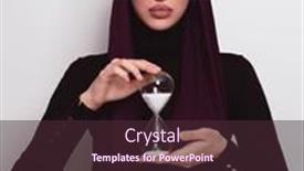  Presentation with sand clock - Presentation theme enhanced with beautiful-arab-businesswoman-wearing-hijab background and a wine colored foreground