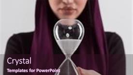  Presentation with sand clock - Presentation design enhanced with beautiful-arab-businesswoman-wearing-hijab background and a wine colored foreground