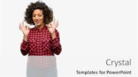  Presentation with relaxation - PPT theme enhanced with beautiful arab woman doing ok sign gesture with both hands expressing meditation and relaxation background and a white colored foreground