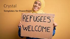  Presentation with arab - Slide deck featuring beautiful-arab-woman-wearing-islamic background and a yellow colored foreground