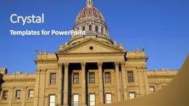  Presentation with colorado - Audience pleasing theme consisting of beautiful architecture of colorado capital backdrop and a teal colored foreground