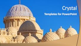  Presentation with architecture mosque - Cool new slide deck with beautiful architecture of mosque backdrop and a teal colored foreground