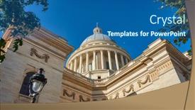  Presentation with paris france - PPT theme with beautiful-architecture-of-pantheon background and a ocean colored foreground