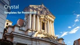  Presentation with consept architecture - PPT theme with beautiful-architecture-of-rome-city background and a ocean colored foreground