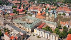  Presentation with architecture city - Slide deck having beautiful-architecture-of-the-legnica background and a coral colored foreground