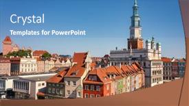  Presentation with square - Theme consisting of beautiful-architecture-of-the-main background and a teal colored foreground