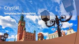  Presentation with town hall - Beautiful PPT layouts featuring beautiful-architecture-of-the-old backdrop and a teal colored foreground