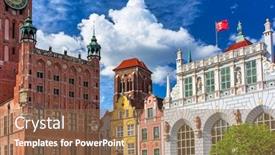  Presentation with town hall - Audience pleasing presentation consisting of beautiful-architecture-of-the-old backdrop and a coral colored foreground
