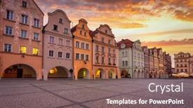  Presentation with town hall - Slide deck enhanced with beautiful-architecture-of-the-town background and a gray colored foreground