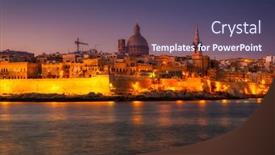  Presentation with malta - Beautiful presentation design featuring beautiful-architecture-of-the-valletta backdrop and a ocean colored foreground