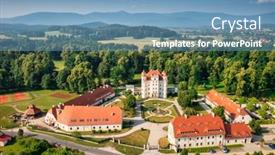  Presentation with architecture - PPT theme with beautiful-architecture-of-the-wojanow background and a teal colored foreground