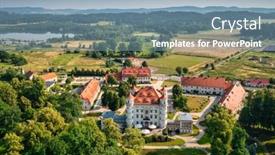  Presentation with architecture - Presentation design with beautiful-architecture-of-the-wojanow background and a light blue colored foreground