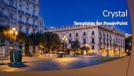  Presentation with architecture city - Presentation theme with beautiful-architecture-of-valencia-city background and a ocean colored foreground
