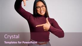  Presentation with business casual - Presentation theme with beautiful-asian-business-woman-wearing background and a tawny brown colored foreground