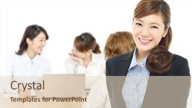  Presentation with business women - Amazing slide set having beautiful asian business women isolated backdrop and a lemonade colored foreground