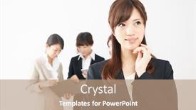  Presentation with business women - PPT theme with beautiful-asian-business-women-isolated background and a coral colored foreground