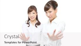  Presentation with asian - Presentation theme with beautiful-asian-businesswomen-on-white background and a white colored foreground