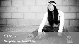  Presentation with hip hop - Presentation design having beautiful asian girl in hip hop style background and a gray colored foreground