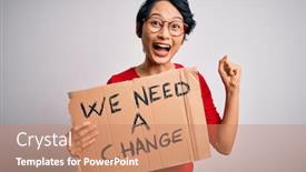  Presentation with asian - Slides having beautiful-asian-girl-protesting-holding background and a coral colored foreground