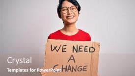  Presentation with asian - Presentation enhanced with beautiful-asian-girl-protesting-holding background and a coral colored foreground