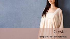  Presentation with grey - Colorful presentation design enhanced with beautiful-asian-girl-standing backdrop and a coral colored foreground