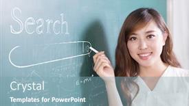  Presentation with teaching - Amazing presentation theme having beautiful-asian-girl-teacher-teaching backdrop and a seafoam green colored foreground