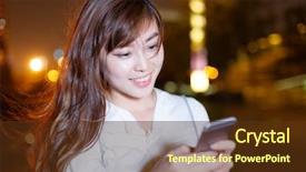  Presentation with asian - Beautiful presentation featuring beautiful asian girl using mobilephone backdrop and a  colored foreground