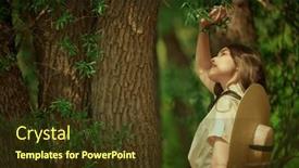  Presentation with copy space - Presentation design featuring beautiful-asian-girl and a tawny brown colored foreground