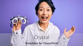  Presentation with optometry - Audience pleasing PPT theme consisting of beautiful-asian-optical-girl-wearing backdrop and a lemonade colored foreground