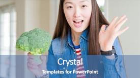  Presentation with fresh green broccoli - Presentation theme with beautiful asian woman eating green background and a  colored foreground