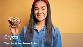  Presentation with corn flakes - Colorful presentation theme enhanced with beautiful-asian-woman-holding-bowl backdrop and a ocean colored foreground