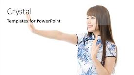  Presentation with chinese traditional - Beautiful presentation theme featuring beautiful asian woman in traditional chinese clothing on white background backdrop and a white colored foreground