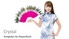  Presentation with chinese traditional - Beautiful PPT theme featuring woman in traditional chinese dress backdrop and a white colored foreground