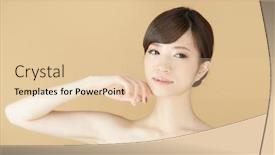  Presentation with asian - Presentation design with korean cosmetics - beautiful asian woman isolated background and a lemonade colored foreground