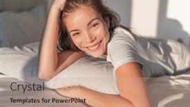  Presentation with beautiful skin - Presentation theme with beautiful-asian-woman-relaxing background and a coral colored foreground