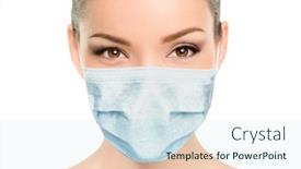  Presentation with medical face mask - Presentation design with beautiful-asian-woman-wearing-medical background and a sky blue colored foreground
