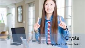  Presentation with lung cancer in asian population men - Slide set with beautiful asian woman working using background and a  colored foreground