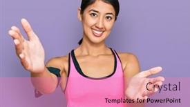  Presentation with band - Presentation design consisting of beautiful-asian-young-sport-woman background and a coral colored foreground