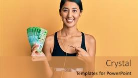  Presentation with woman sport - Presentation design consisting of beautiful-asian-young-sport-woman background and a yellow colored foreground