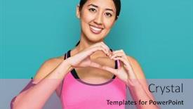  Presentation with band - Slide deck with beautiful-asian-young-sport-woman background and a coral colored foreground