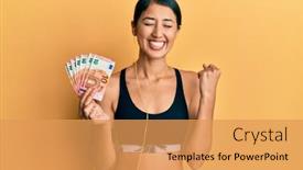  Presentation with victory sport - Cool new slide deck with beautiful-asian-young-sport-woman backdrop and a yellow colored foreground