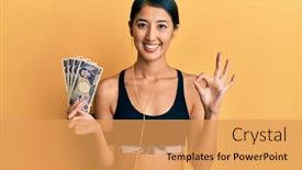  Presentation with woman sport - Cool new PPT theme with beautiful-asian-young-sport-woman backdrop and a yellow colored foreground