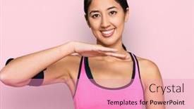  Presentation with woman sport - Presentation theme enhanced with beautiful-asian-young-sport-woman background and a coral colored foreground
