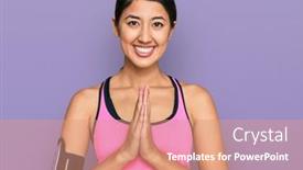  Presentation with band - PPT theme enhanced with beautiful-asian-young-sport-woman background and a coral colored foreground