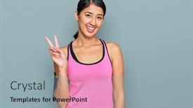  Presentation with victory sport - Amazing presentation design having beautiful-asian-young-sport-woman backdrop and a light gray colored foreground