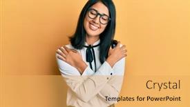  Presentation with confident love - Presentation design featuring beautiful-asian-young-woman-wearing background and a yellow colored foreground