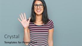  Presentation with asian - PPT theme with beautiful-asian-young-woman-wearing background and a light blue colored foreground