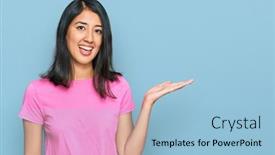  Presentation with hand palm - Slide set featuring beautiful-asian-young-woman-wearing background and a light blue colored foreground